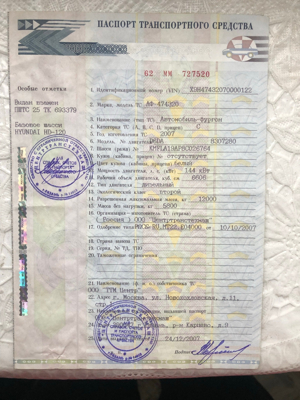 Hyundai HD120  2007 года, 6000 т